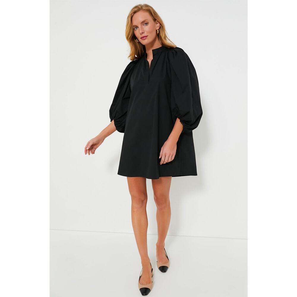 Pomander Place Black Mini Dress with Balloon Sleeves